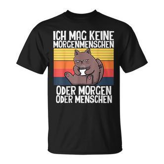 'Ich Mag Keine Morgenmenschen Cat Animal Saying Lazy T-Shirt - Seseable De