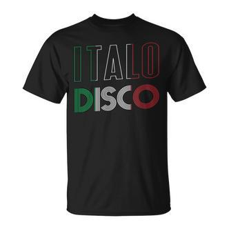 Italo Disco Herren T-Shirt im Retro-Stil, Italienische Flaggenfarben – Schwarz - Seseable De