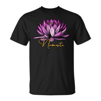 Lotusblüte Namaste Schwarzes T-Shirt, Entspannendes Yoga-Motiv Tee - Seseable De