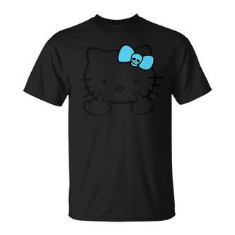 Mean Kitty Middle Finger Gray T-Shirt - Seseable De