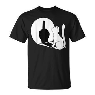 Middle Finger Cat Middle Finger Shadow S T-Shirt - Seseable De