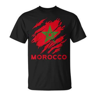 Morocco Flag Vintage Style Retro Morocco Football Mor T-Shirt - Seseable De