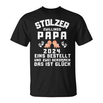 Papa Von Zwillingen 2024 Saying Proud Twin Papa 2024 T-Shirt - Seseable De