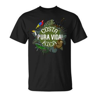 Pura Vida Costa Rica Party Animals Blue T-Shirt - Seseable De