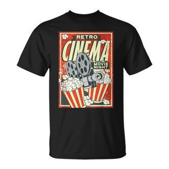 Retro Cinema Poster Popcorn Camera Film T-Shirt - Seseable De