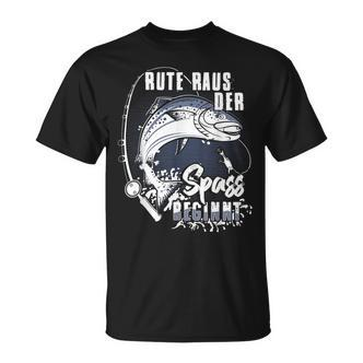 Rute Raus Der Spass Begins Fishing Rod Friends S T-Shirt - Seseable De