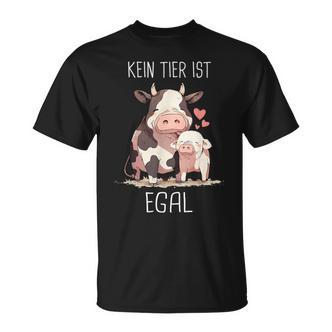 Vegetarier Kein Tier Ist Egal Veganer Kuh Schwin German T-Shirt - Seseable De