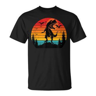 Vintage T-Rex Dinosaurier März Retro Sonnenuntergang Dinosaurier  T-Shirt - Seseable De