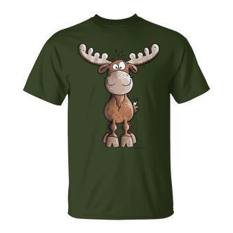 Crazy Elk I Deer Reindeer Fun Hunting Christmas Animal Motif T-Shirt - Seseable De