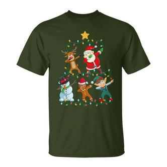 Dabbing Santa Elf Santa Reindeer Xmas Short Sleeve Black T-Shirt - Seseable De