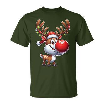 Festliches Rentier mit Leuchtender Nase Weihnachts-T-Shirt, Beleuchtetes Motiv - Seseable De