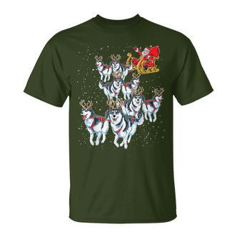 Santa Klaus Mit Husky Schlitten Weihnachten Hunde T-Shirt - Seseable De