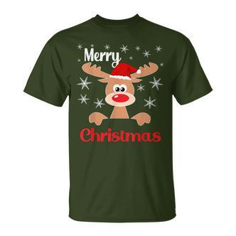 Weihnachts Rentier Weihnachtsmütze Merry Christmas T-Shirt - Seseable De