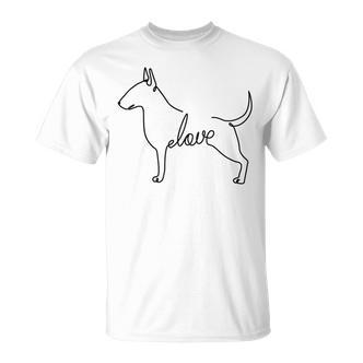 Bull Terrier Dogs Love Love Single Line T-Shirt - Seseable De