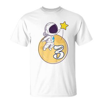 Kinder Astronaut Weltraum 3 Jahre Mond Planeten 3 Geburtstag T-Shirt - Seseable De