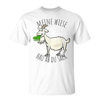 Meine Wiese Hau Ab Du Sack Bauer Landwirt Goat Sheep T-Shirt - Seseable De