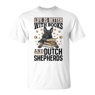 Niederländischer Schäferhund Das Leben Ist Besser Mit Büchern Und Holländisch T-Shirt - Seseable De
