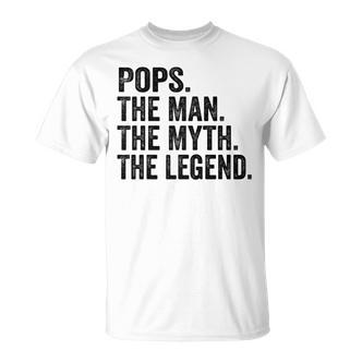 Pops Der Mann Der Mythos Die Legende Papaatertag T-Shirt - Seseable De