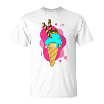 Summer Dessert Ice Cream Cone Waffle Ice Cream S T-Shirt - Seseable De