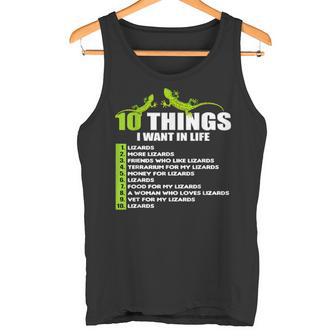 10 Cosas Que Quiero En Miida Reptile Propietario Lizard Camiseta sin mangas - Regaloses