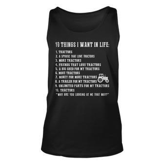 10 Things I Want In Life And All That Is Tractor Tank Top | Mazezy
