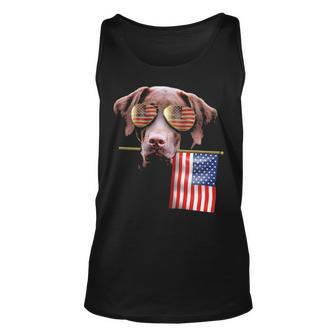 4Th Of July Fun American Flag Chocolate Labrador Dog Lover Gif Tank Top | Mazezy