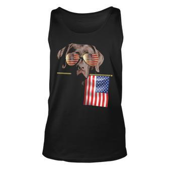 4Th Of July Fun American Flag Chocolate Labrador Dog Lover T Tank Top | Mazezy