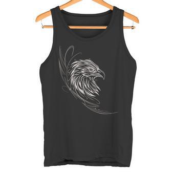 Adler Mit Fineline Tribal Adlerkopf Tattoo Für Animal Lover Tank Top - Geschenkecke