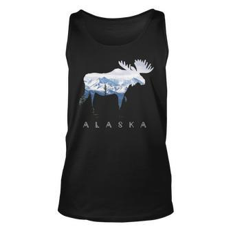 Alaska Day Moose Snowy Mountain Tank Top | Mazezy
