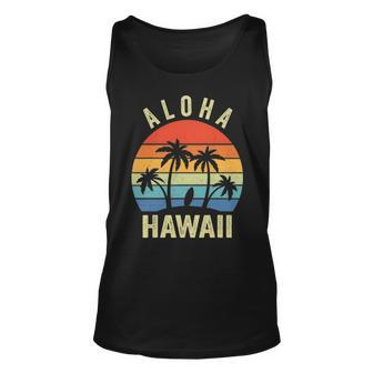 Aloha Hawaii Hawaiian Island Palm Beach Surfboard Surf Tank Top | Mazezy