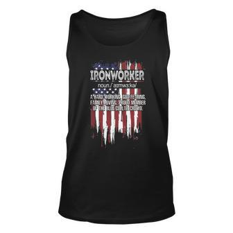 American Flag Ironworker Definition Father's Day Tank Top | Mazezy