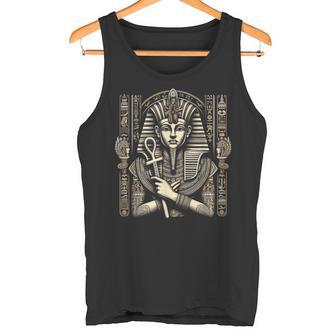 Antiker Ägyptischer Pharao Mit Ankh Und Kopfschmuck Tank Top - Seseable