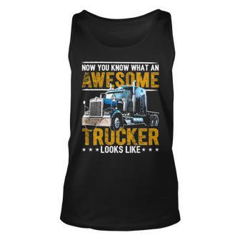 Awesome Trucker American Flag Truck Driver Trucker Hat Tank Top | Mazezy AU