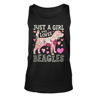Beagle Just A Girl Who Loves Beagles Dog Flower Women Floral Tank Top | Mazezy