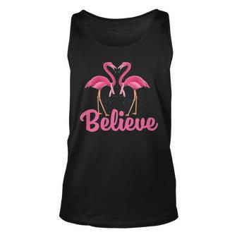 Believe Breast Cancer Flamingo Awareness Pink Ribbon Tank Top | Mazezy