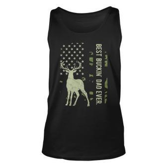 Best Buckin' Dad Camouflage American Flag Deer Hunting Tank Top | Mazezy