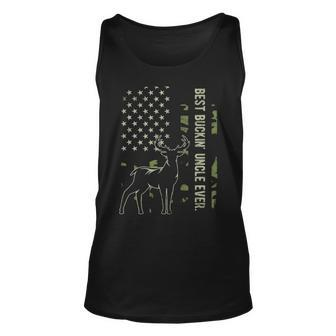 Best Buckin' Uncle Ever Camo American Flag Deer Hunting Tank Top | Mazezy