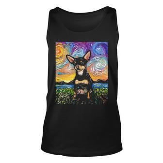 Black And Tan Smooth Chihuahua Starry Night Dog Art By Aja Tank Top | Mazezy