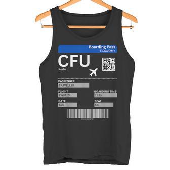 Boarding Pass Korfu Cfu Flugticket Griechenland Korfu Tank Top - Geschenkecke