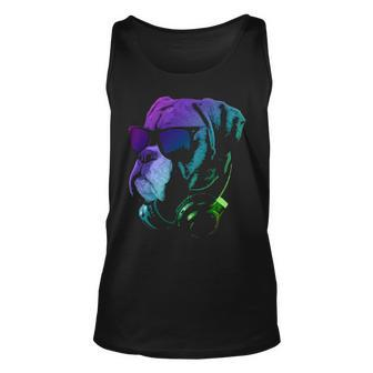 Boxer Dog With Sunglasses And Headphones Tank Top | Mazezy