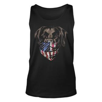 Brown Labrador In Patriotic Usa America Bandana Dog Tank Top | Mazezy