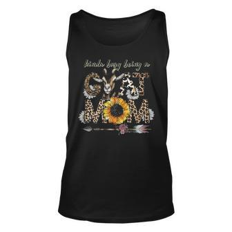 Busy Being Goat Mom Cute Mama Farm Animal Sunflower Leopard Tank Top | Mazezy