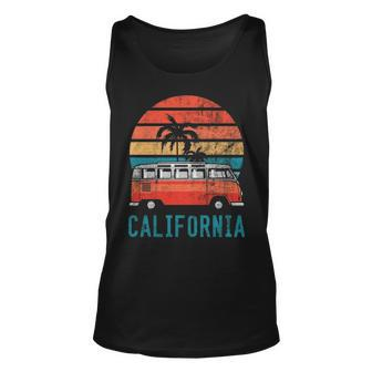 California Retro Surf Bus Vintage Van Surfer & Sufing Tank Top | Mazezy