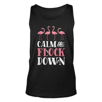 Calm The Flock Down Pink Flamingo Lovers Summer Tank Top | Mazezy