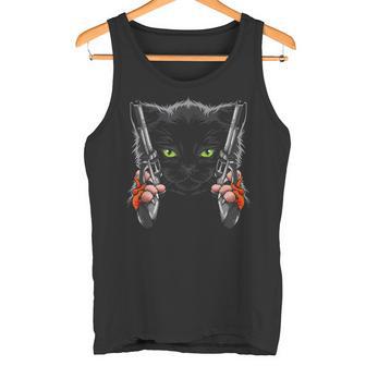 Chat Avec Pistolet Chaton Gun Chat Amusant Débardeur e - Cadeauxyz