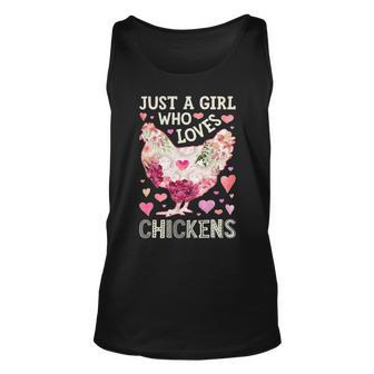Chicken Just A Girl Who Loves Chickens Farm Women Flowers Tank Top | Mazezy