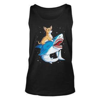 Chihuahua Riding Shark Jawsome Dog Lover Space Galaxy Tank Top | Mazezy