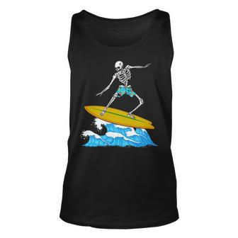 Cool Surfing Skeleton Surfer Surfboard Lovers Tank Top | Mazezy