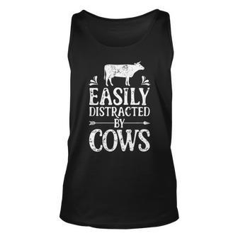 Cow Easily Distracted By Cows Farm Animal Farmer Tank Top | Mazezy