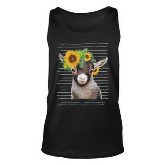 Cute Baby Goat Sunflower Vintage Retro Goat Sun Flower Tank Top | Mazezy